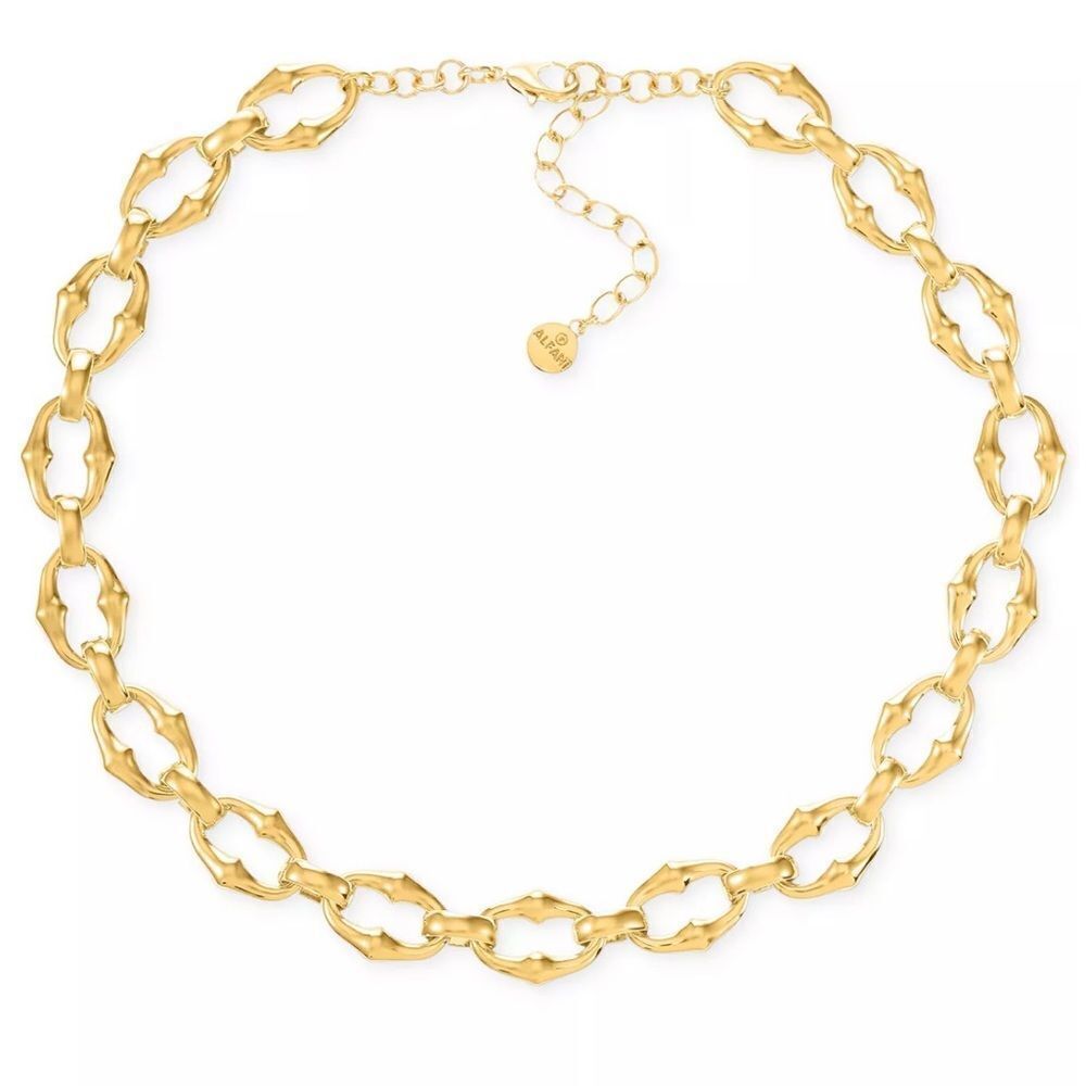 Alfani Gold Tone Sculptural Link Collar Necklace, 17
